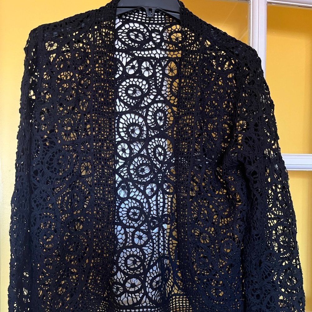 Women's Black Lace Cardigan, Size L or XL